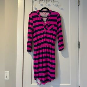 Lilly Pulitzer long sleeve Beckett Dress in hot pink and navy